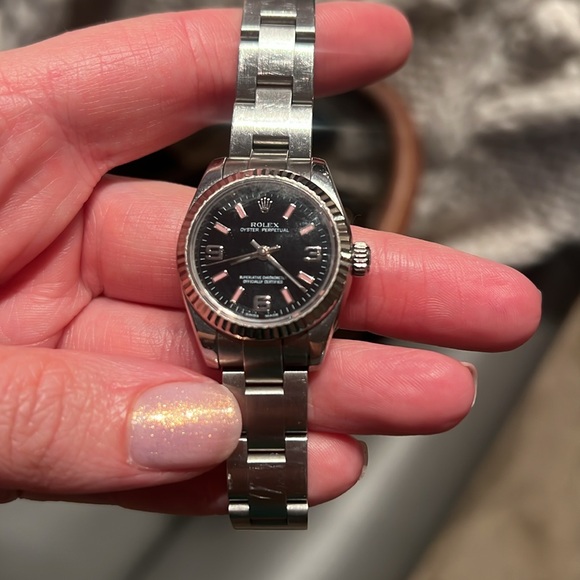 🩷Authentic Rolex Oyster Perpetual Women Watch Stainless Steel Silver Pink Black - Picture 16 of 16